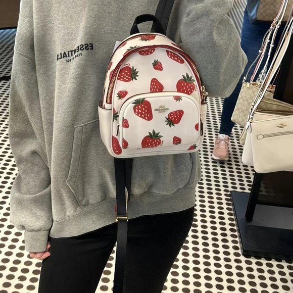 coach Mini Court Backpack With Wild Strawberry Print CH328 - Picture 4 of 6